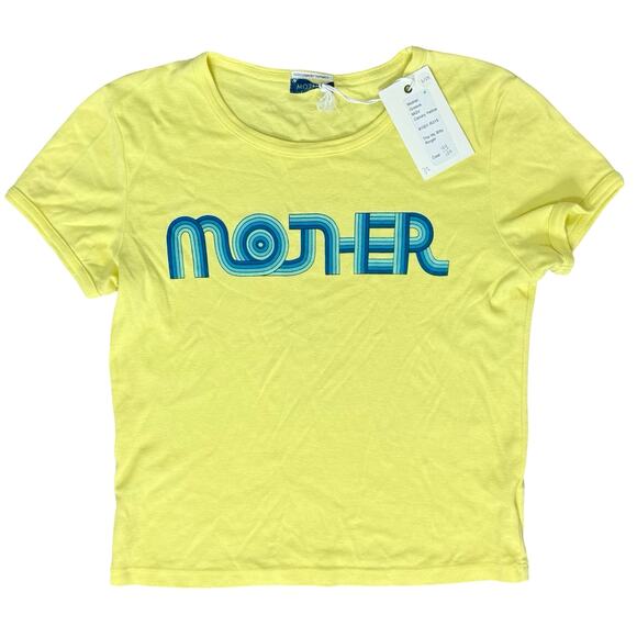 Mother Canary Yellow Blue Groove Itty Bitty Ringer Baby Tee size XS NEW Tags - Picture 1 of 6